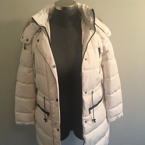 Lane Bryant White winter jacket with faux fur